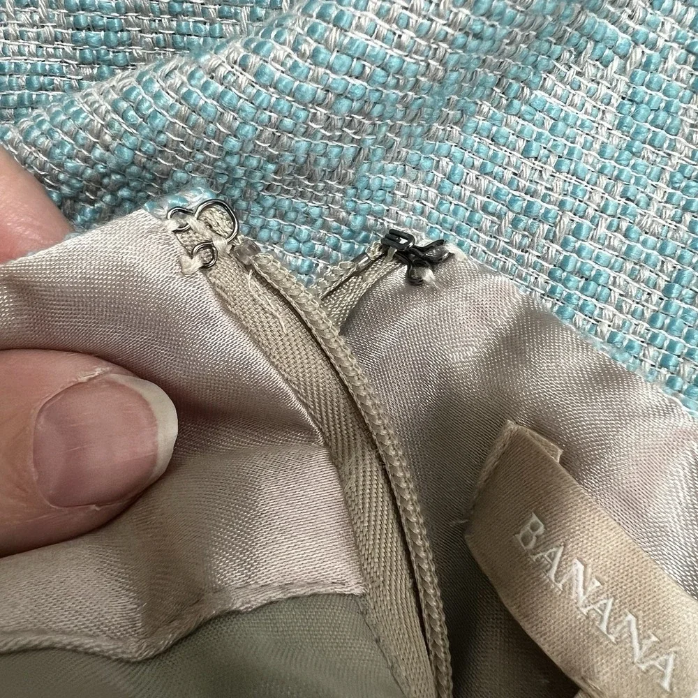 NEW! Banana‎ Republic Tweed Pencil Skirt Lined Women's Sz 12 Turquoise Sky Blue
